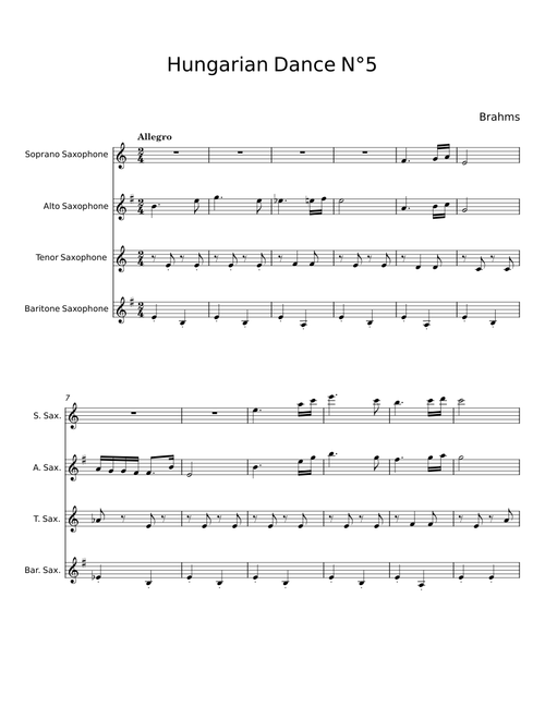 Hungarian Dance n°5 in F# minor for 4 hands - Johannes Brahms