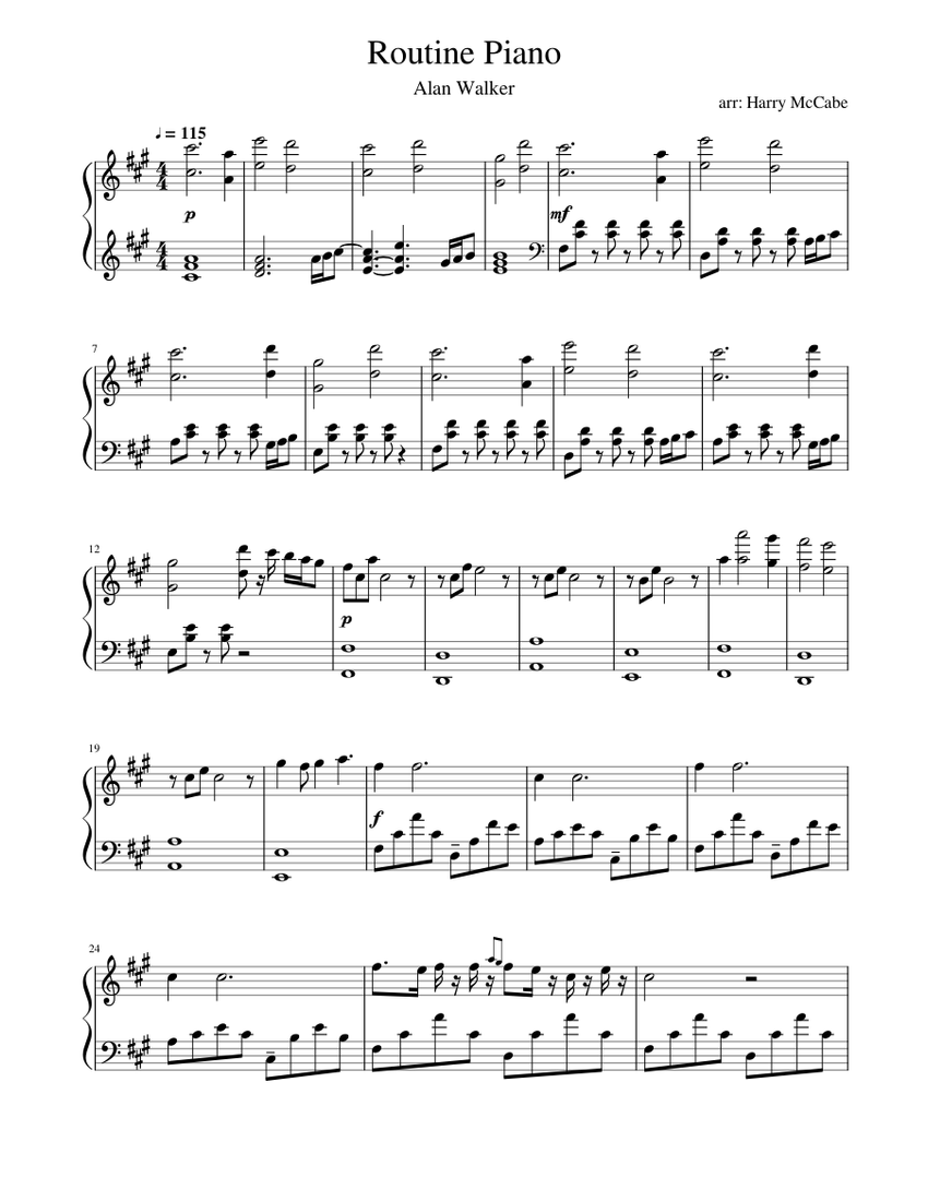 Routine Piano Sheet Music for Piano (Solo) | MuseScore.com