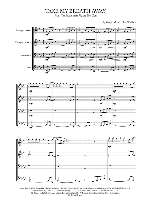 Take My Breath Away (love Theme) (Arr. Karen Gueiros) - Berlin (Brass Ensemble)