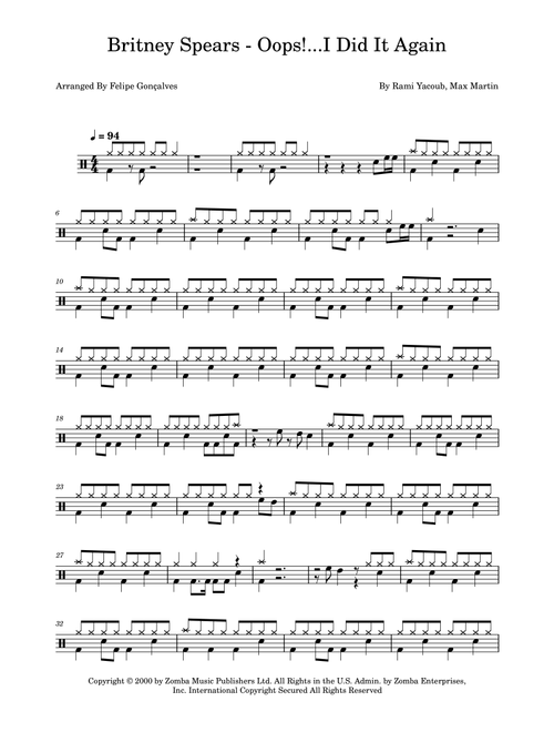 Oops!...I Did It Again (Arr. The Ninja) - Britney Spears (Drums)