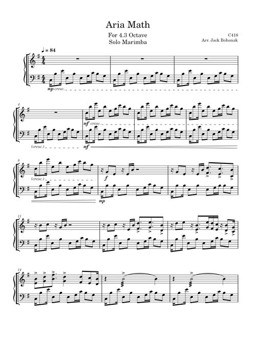 Aria Math – C418 Aria Math for 4.3 Octave Marimba
