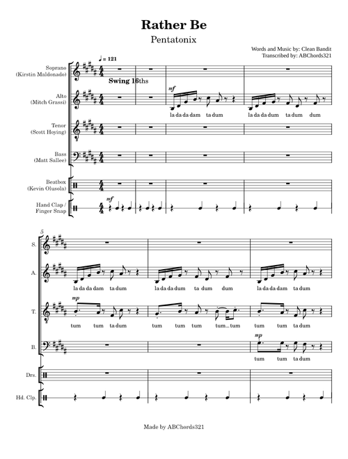 Rather be SSAA a cappella– Clean Bandit