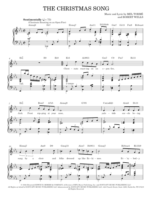 The Christmas Song (Chestnuts Roasting on an Open Fire) - Mel Torme and Robert Wells (Piano Vocal)