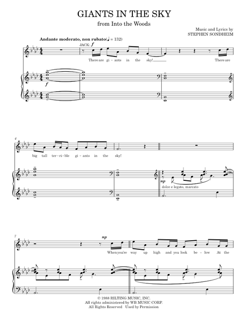 Giants In The Sky (from Into The Woods) - Into The Woods Musical, Stephen Sondheim (Piano Vocal)
