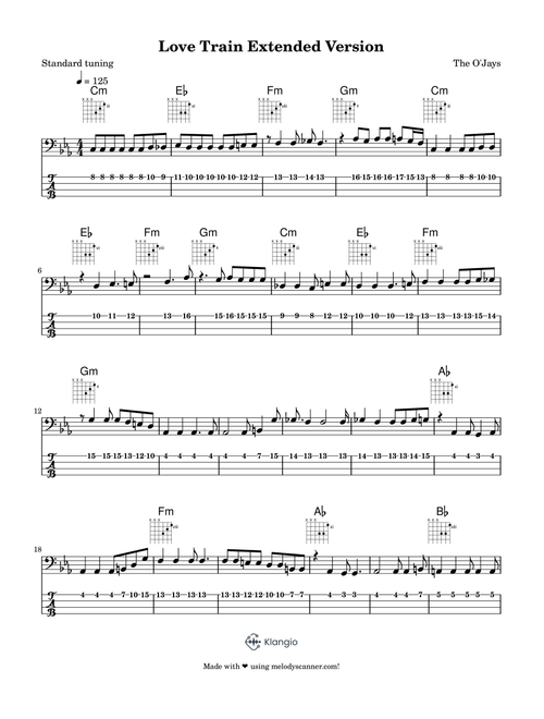 Love Train (Arr. Sound Sheet Music) - O'Jays (Bass Tab)
