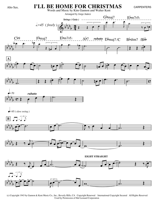 I'll Be Home For Christmas (Arr. Jorge Juárez) - Rascal Flatts (Alto Sax Solo)