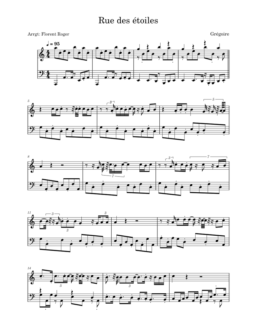 Rue des étoiles Grégoire Sheet music for Piano (Solo)