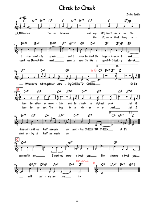 Cheek to Cheek (Lead sheet with lyrics )