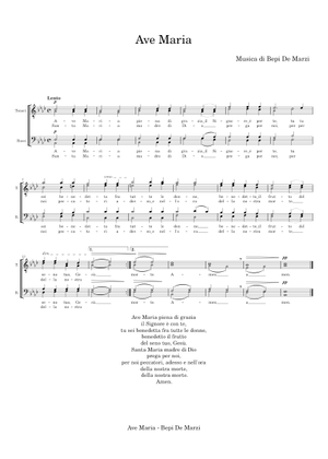 Ave Maria - Bepi de Marzi Sheet Music for Synthesizer (Mixed Quartet ...
