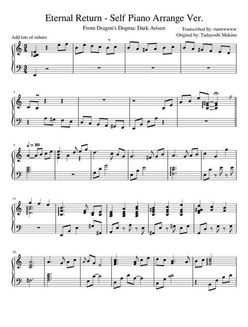 Eternal Return ~Self Piano Arrange ver.~ - Tadayoshi Makino
