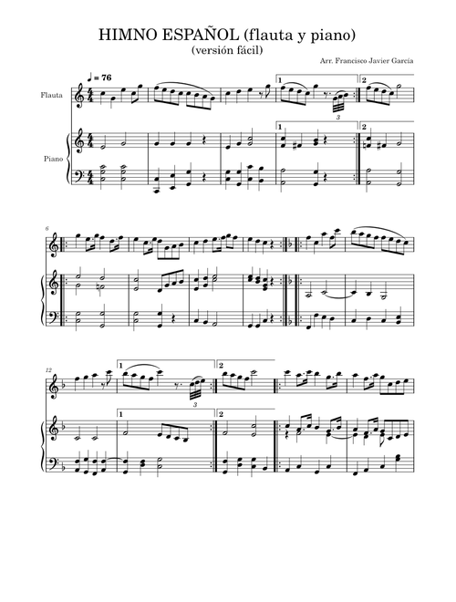 Himno de España – Himnos Nacionales Himno de España – para flauta y piano