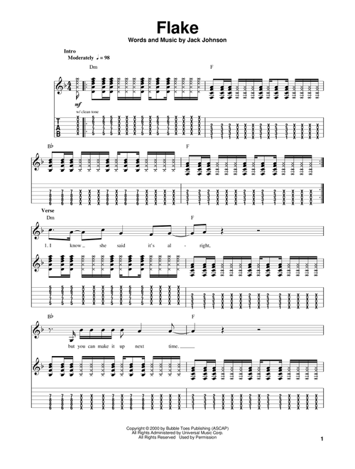 Flake - Jack Johnson (Guitar Tab Play-Along)