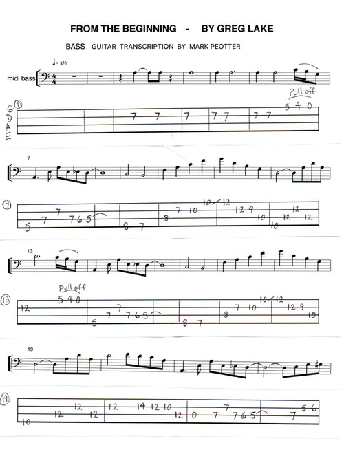 From The Beginning (Arr. Mark Peotter) - Emerson, Lake & Palmer (Bass Tab)