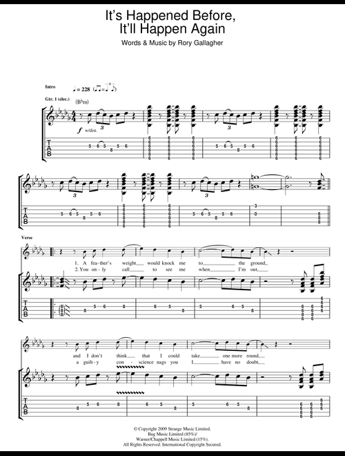 It's Happened Before, It'll Happen Again - Taste, Rory Gallagher (Guitar Tab)