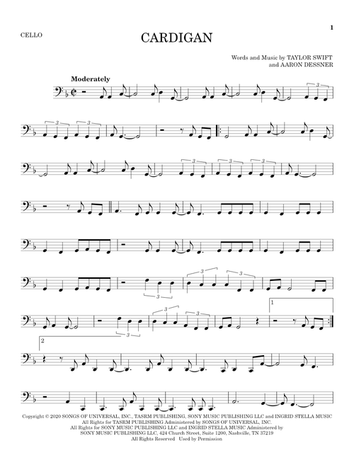 cardigan - Taylor Swift (Cello Solo)