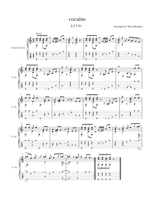Cocaine (Arr. Nima Ranjbar) - Eric Clapton (Solo Guitar)