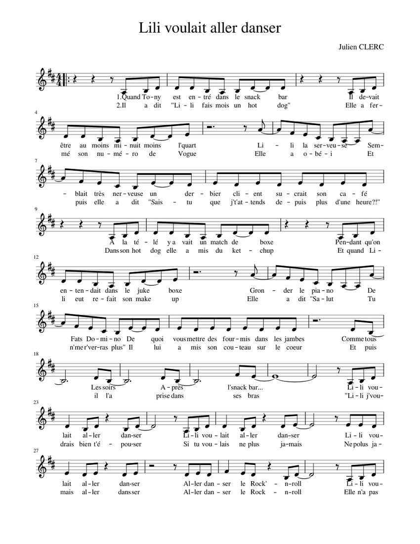 Lili voulait aller danser Sheet music for Piano (Solo)