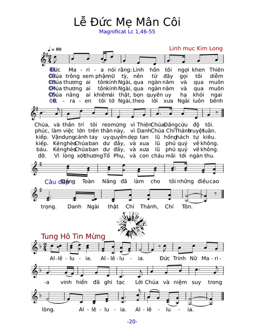 20. Lễ Đức Mẹ Mân Côi  - Magnificat Lc 1,46-55 – Lm. Kim Long