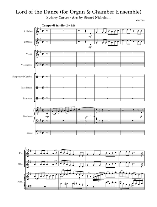 Sydney Carter - Lord of the Dance (for Organ & Chamber Ensemble)