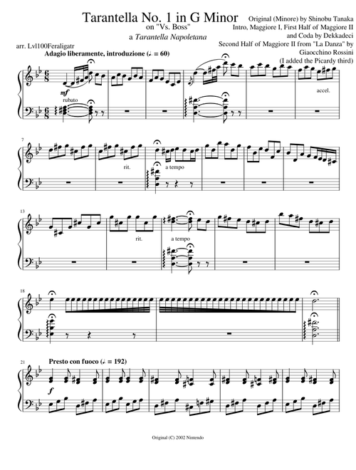 Tarantella No. 1 in G Minor, Opus 102 (AKA Piano Sonata No. 2 in G Minor "Fire" - 4th Movement. Finale. Rondo alla tarantella. Adagio liberamente - Presto con fuoco)