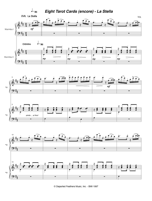 Eight Tarot Cards for Madam Rubio ... La Stella (1997) for two marimbas - Thomas Oboe Lee (Small Ensemble)