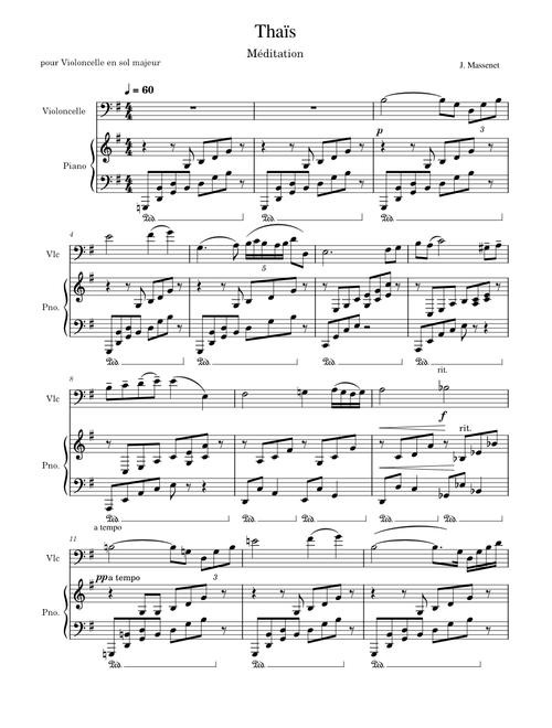 Méditation (Thaïs) – Jules Massenet Cello in G