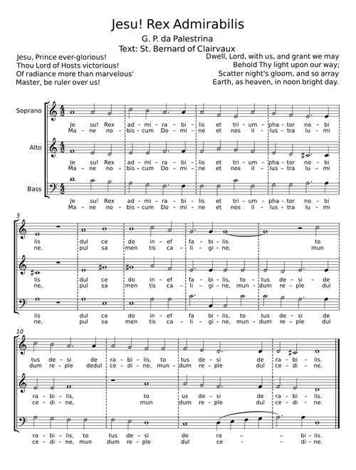 Jesu! Rex Admirabilis – G. P. da Palestrina;St. Bernard of Clairvaux