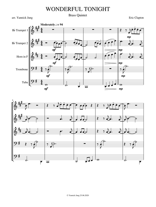 Wonderful Tonight - Brass Quintet - Eric Clapton