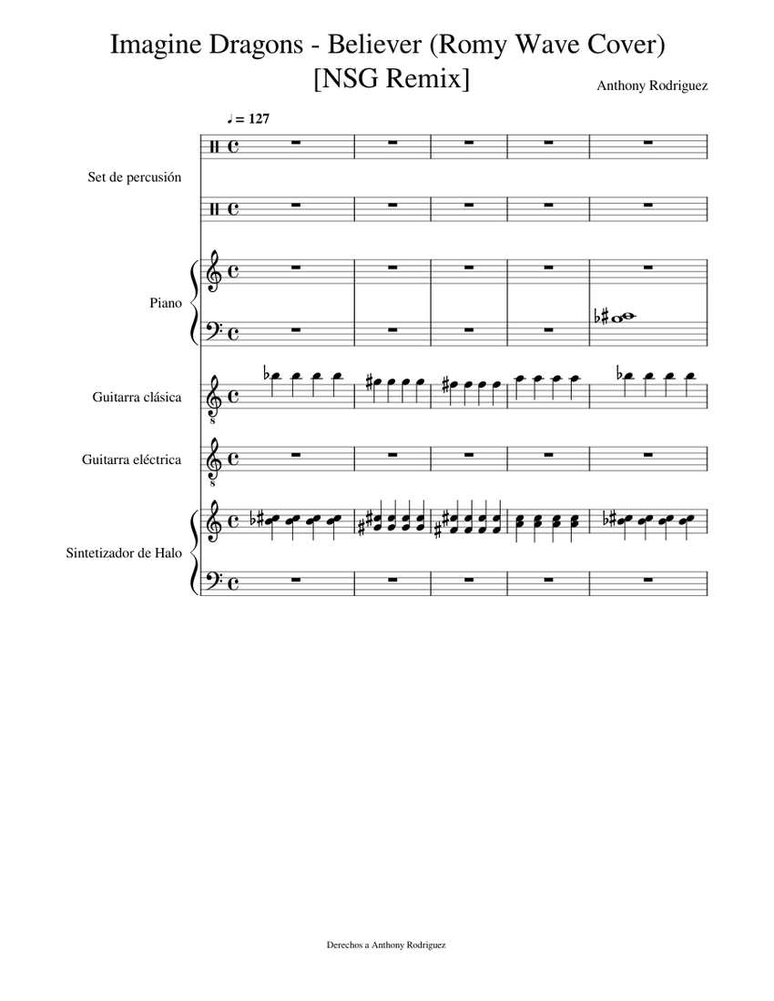 Imagine Dragons Believer Romy Wave Cover NSG Remix Sheet Music for ...