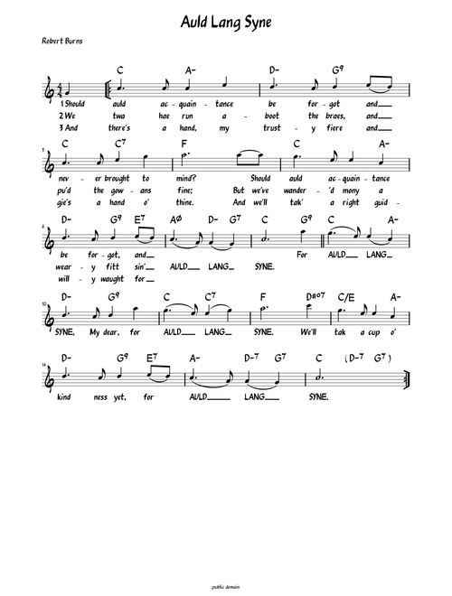 Auld Lang Syne (Lead sheet with lyrics )