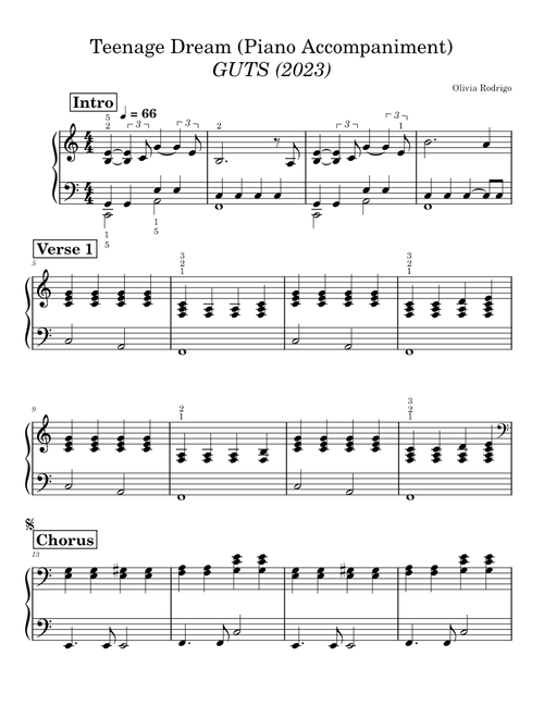 Teenage Dream (Piano Accompaniment) – Olivia Rodrigo