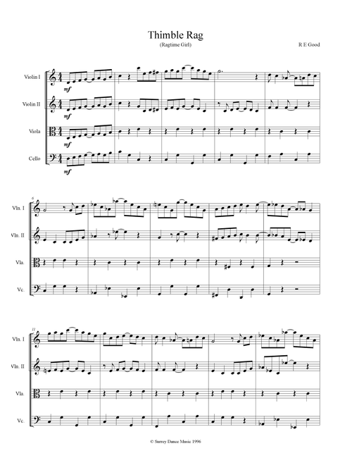 Thimble Rag (Ragtime Girl) - Bob Good (String Quartet)