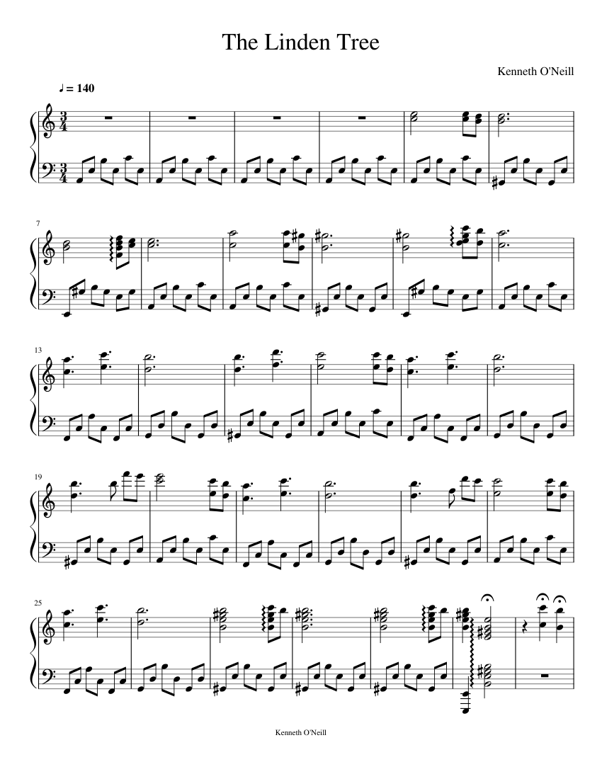 The Linden Tree Sheet Music for Piano (Solo) | MuseScore.com