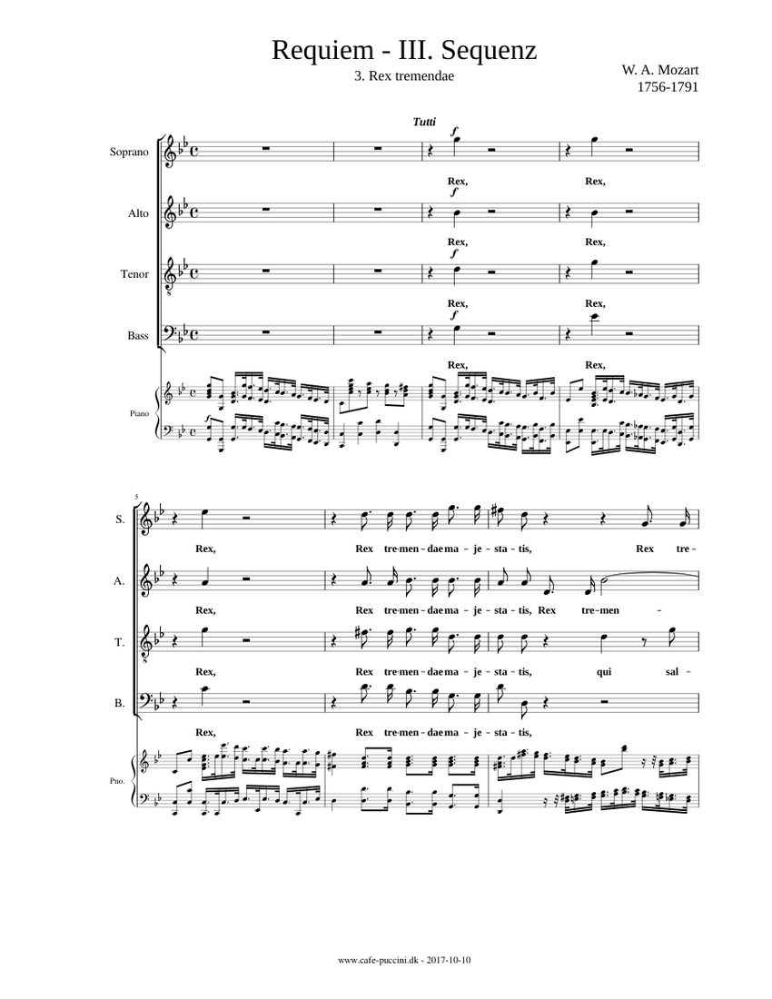 Requiem V Rex tremendae Sheet music for Piano, Bass guitar (Mixed