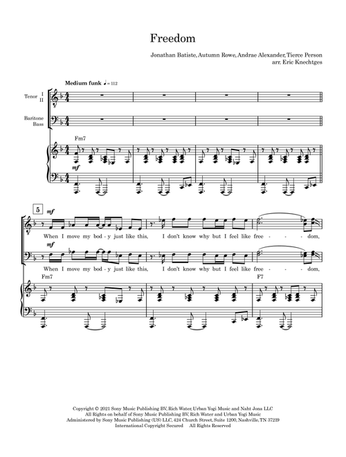 Freedom (Arr. Eric Knechtges) - Jon Batiste (Choral, TTBB)