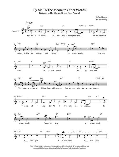 Fly Me To The Moon (in Other Words) (Arr. Heisenberg) - Tony Bennett (French Horn Solo)