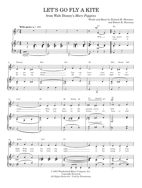 Let's Go Fly A Kite - Sherman Brothers (Piano Vocal)
