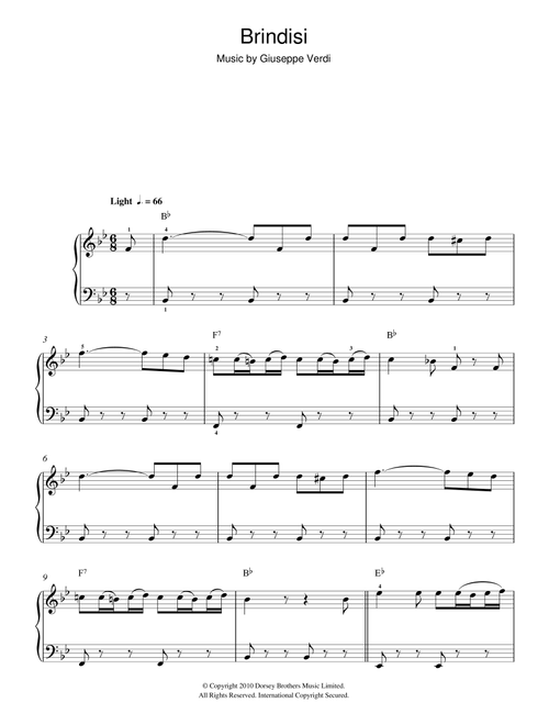 Brindisi (from La Traviata) - Giuseppe Verdi (Easy Piano)