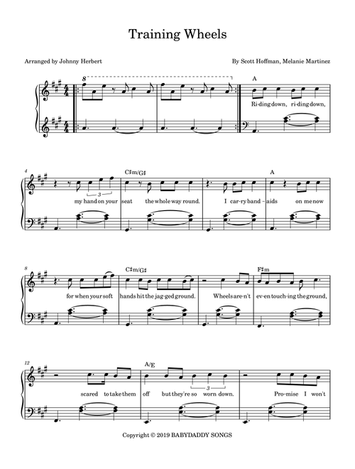 Training Wheels (Arr. Johnny Herbert) - Melanie Martinez, Scott Hoffman (Piano-Vocal-Guitar (Piano Accompaniment))