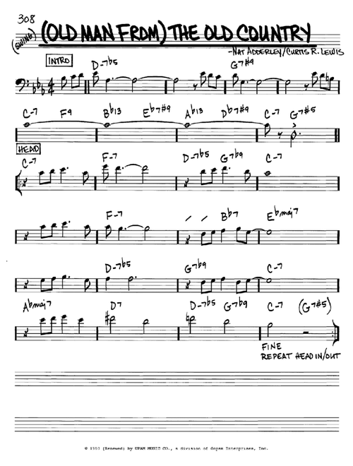 (Old Man From) The Old Country - Nat Adderley (Real Book - Melody-Chords)