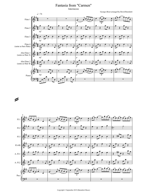 Intermezzo (Fantasia from Carmen) for Flute Quartet (Arr. David Burndrett) - Georges Bizet (Flute Solo)