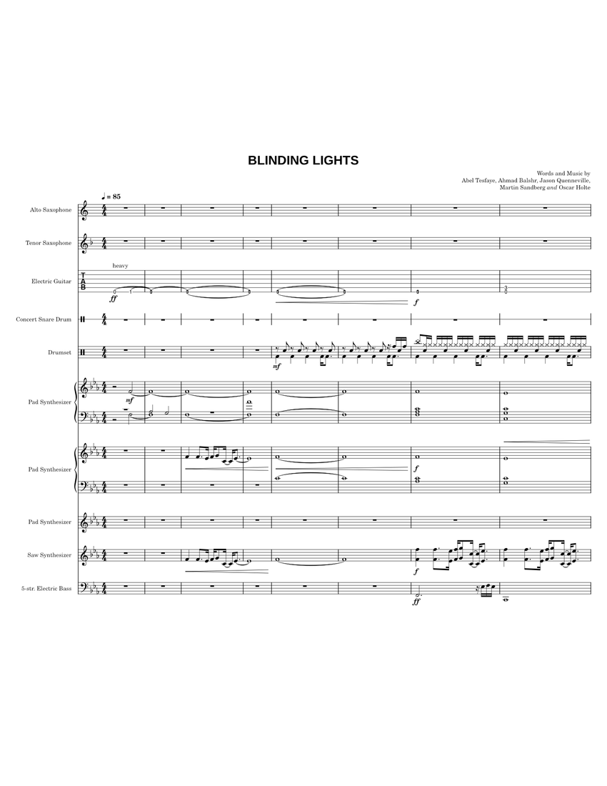 Blinding Lights - The Weeknd Sheet music for Vocals, Saxophone alto ...