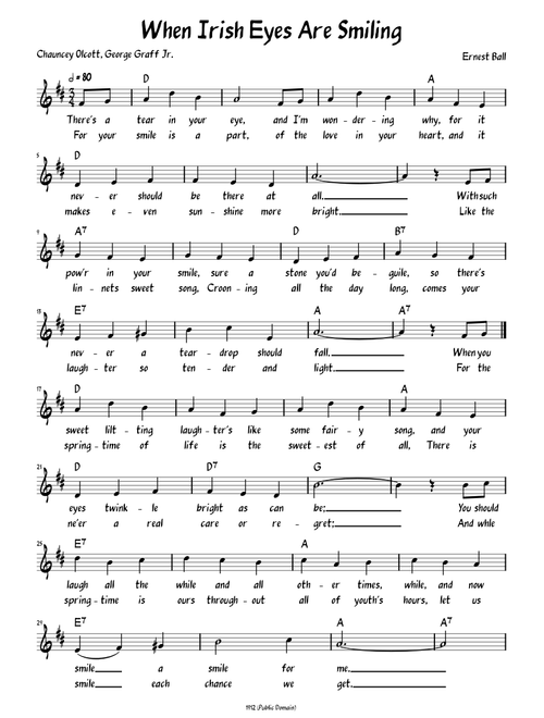 When Irish Eyes Are Smiling (Lead sheet with lyrics )
