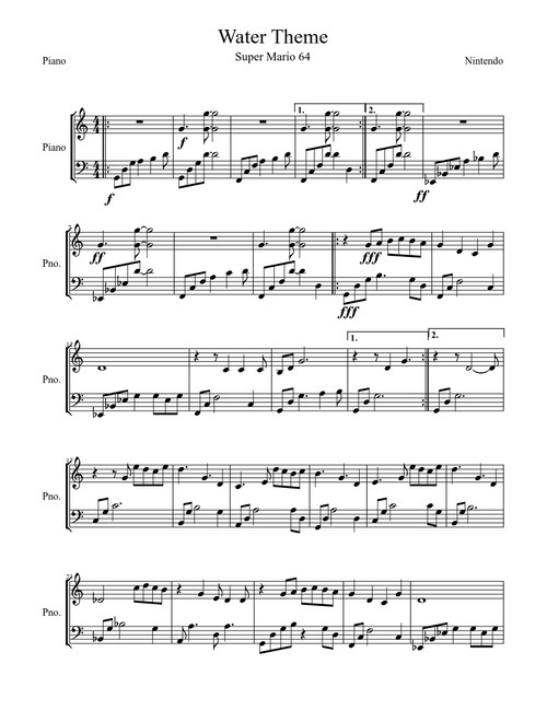 [Solo Piano] Super Mario 64 - "Dire Dire Docks" (MS 1.0)