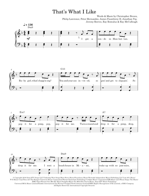 That's What I Like - Bruno Mars (Easy Piano)