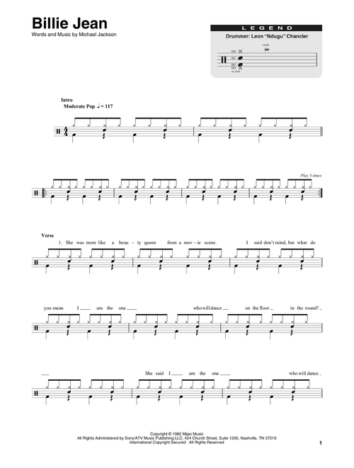 Billie Jean - Michael Jackson, David Cook (Drum Transcription)