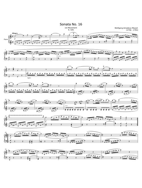 Sonata no 16 - Wolfgang Amadeus Mozart