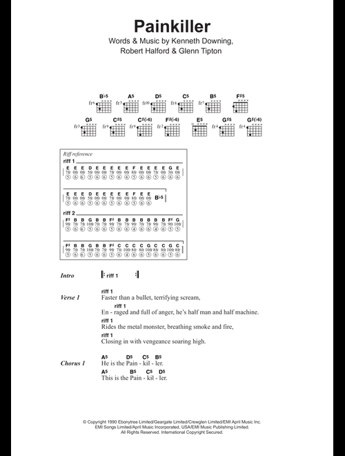 Painkiller - Judas Priest (Guitar Chords-Lyrics)