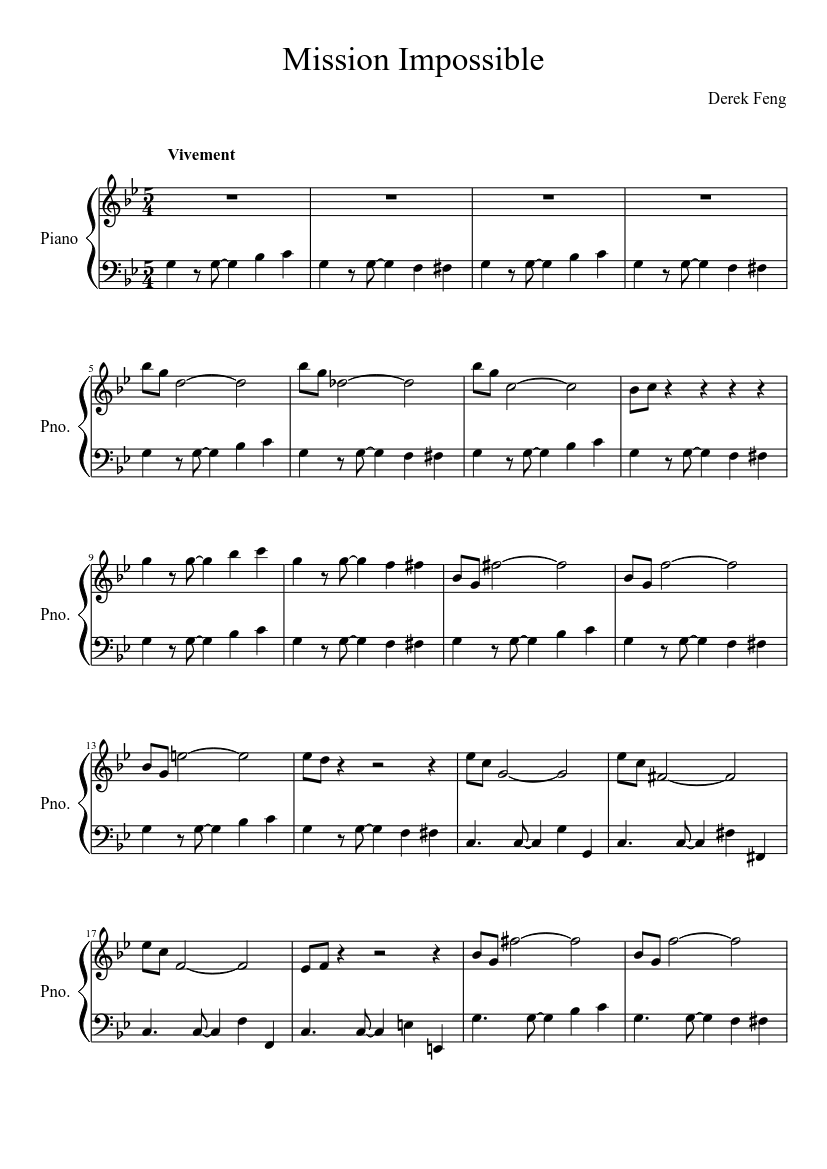 Emular acortar Edredón Mission Impossible Sheet music for Piano (Solo) | Musescore.com