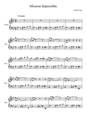 Sheet music from the iconic 'Mission: Impossible' theme, reflecting Schifrin's innovative composition style.